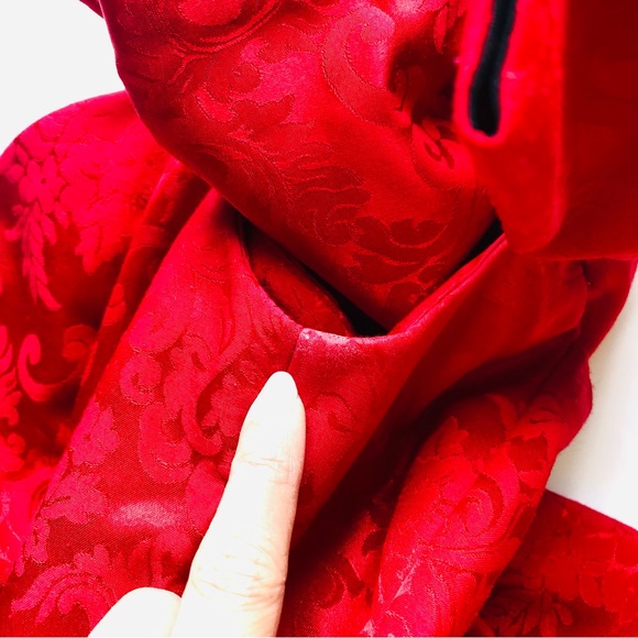 Vintage 80s Jessica McClintock Gunne Sax Red Dress Sz 3/4 Bows Shoulder Straps - Picture 7 of 10